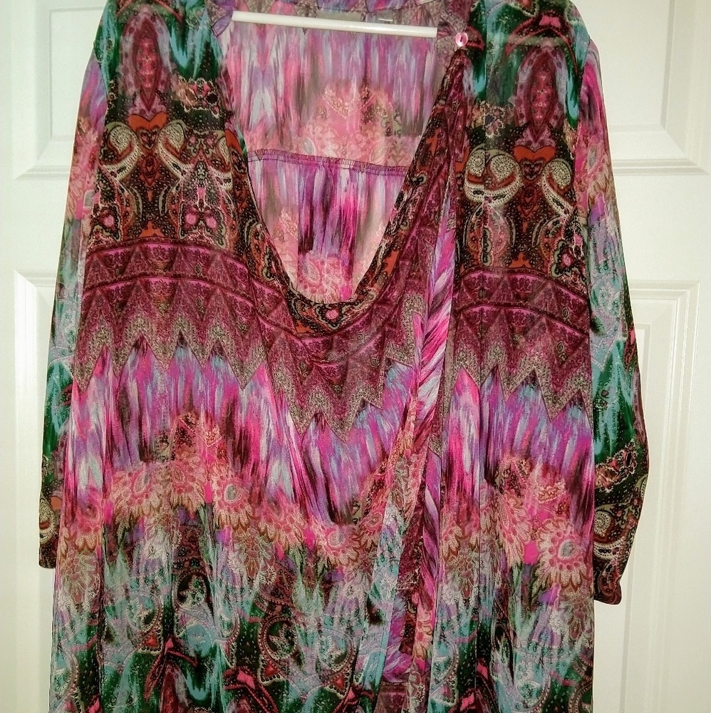 Colorful Sheer Draped Top